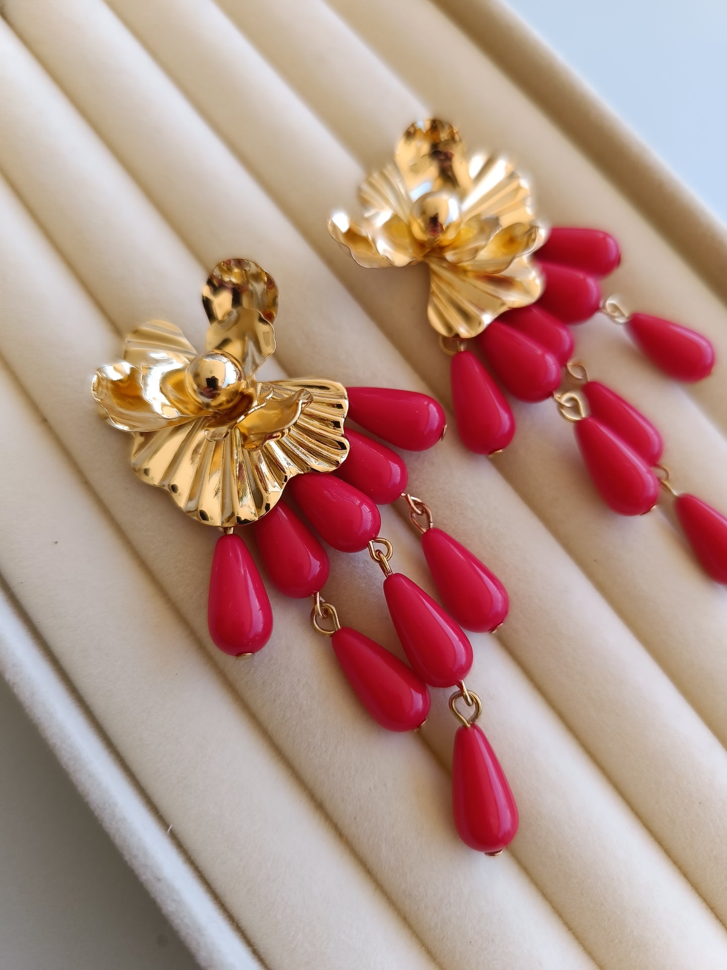 Pendientes "Eliche" rojo coral