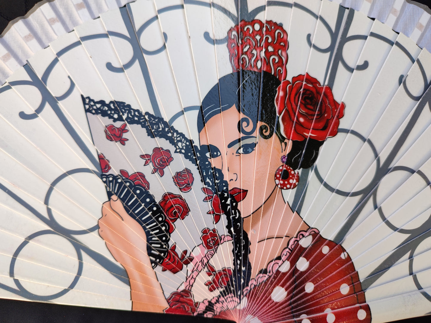 Abanico "Flamenca" blanco