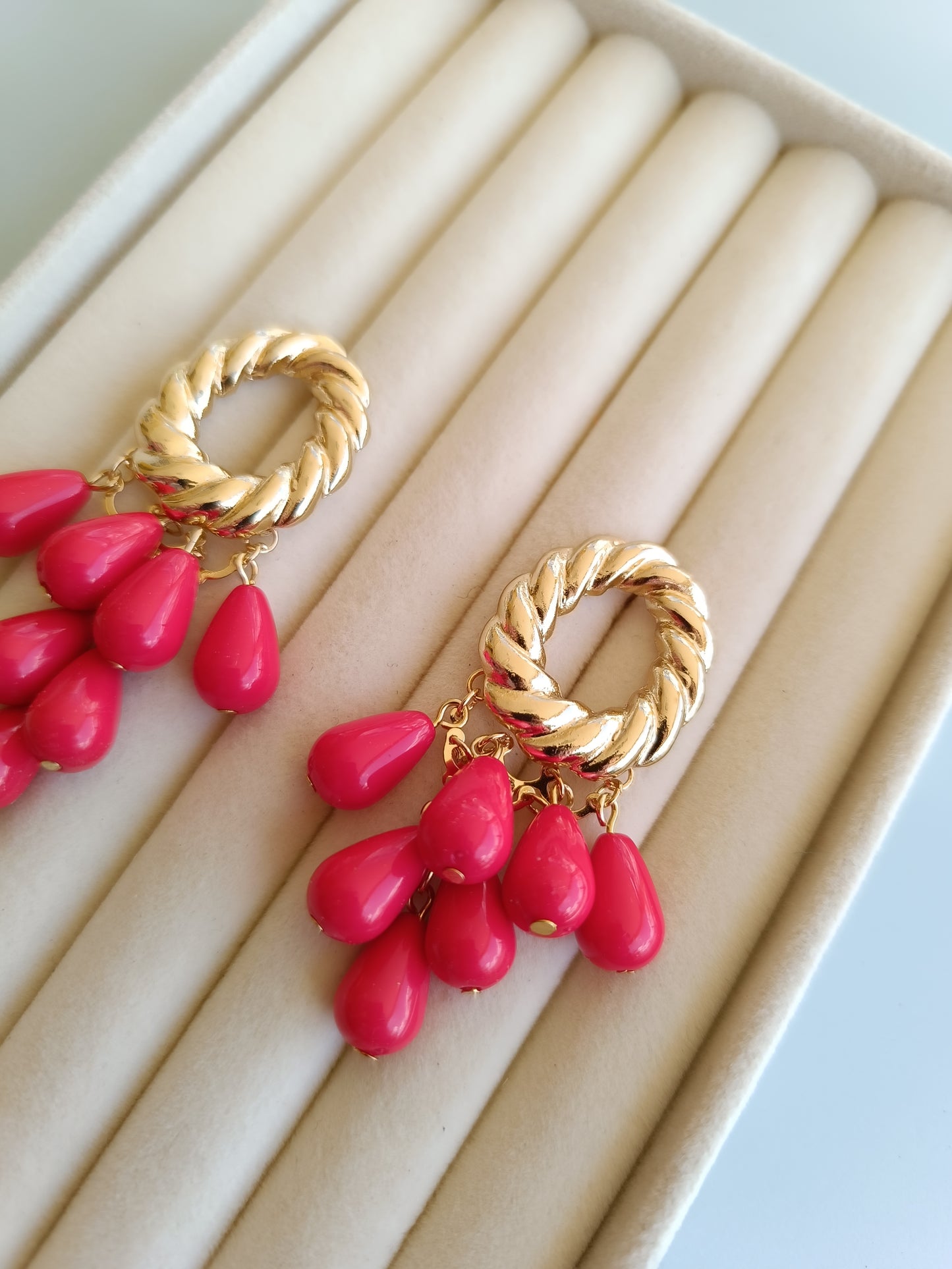 Pendientes "Almanzora" rojo rosado