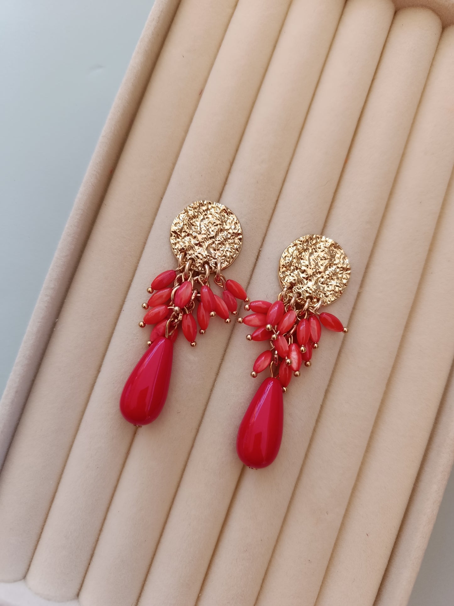 Pendientes "lagrimitas" rojo