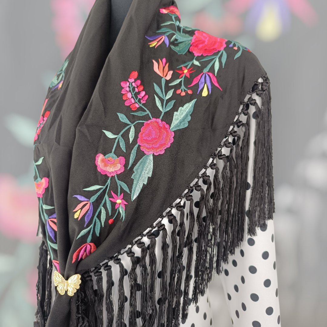 Mantón "Praga" negro