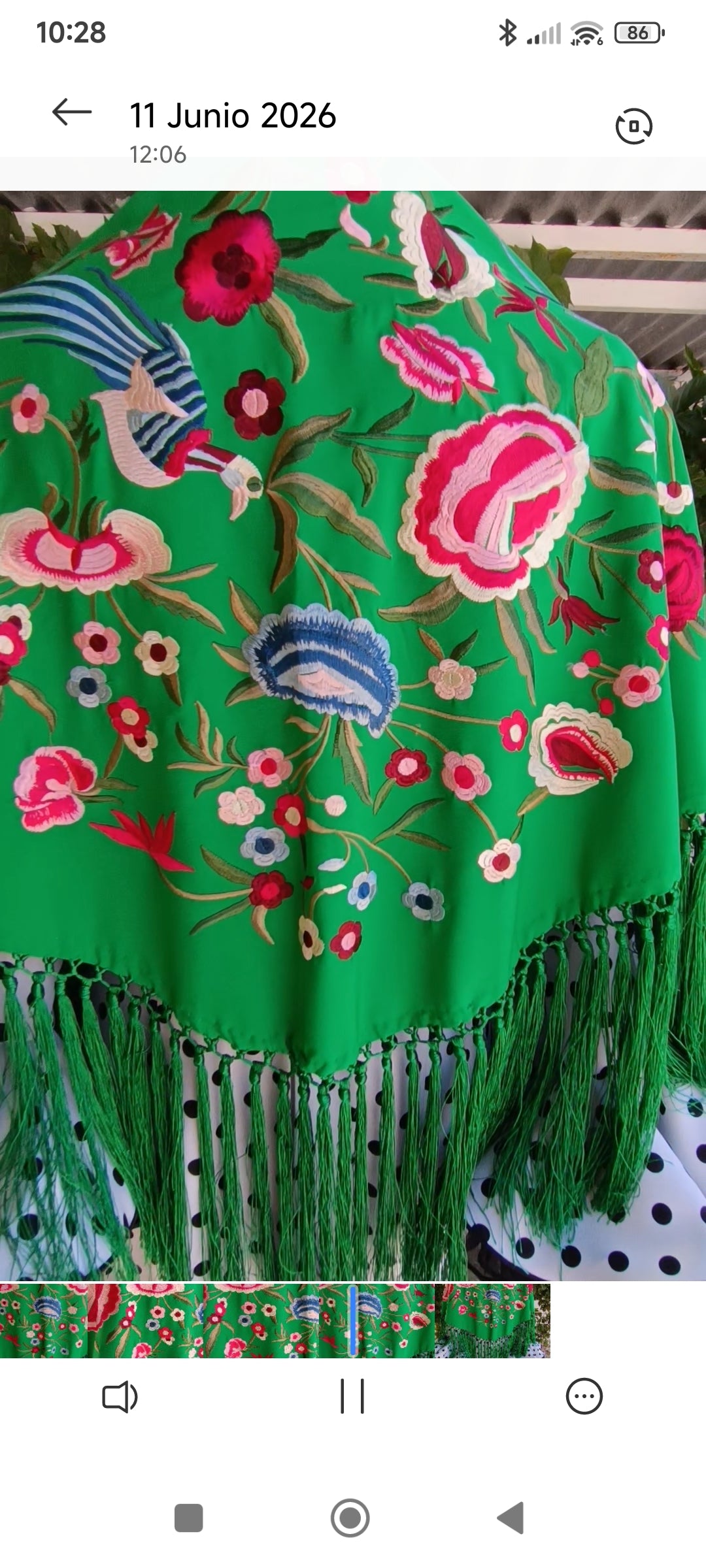 Mantoncillo "pájaros" verde