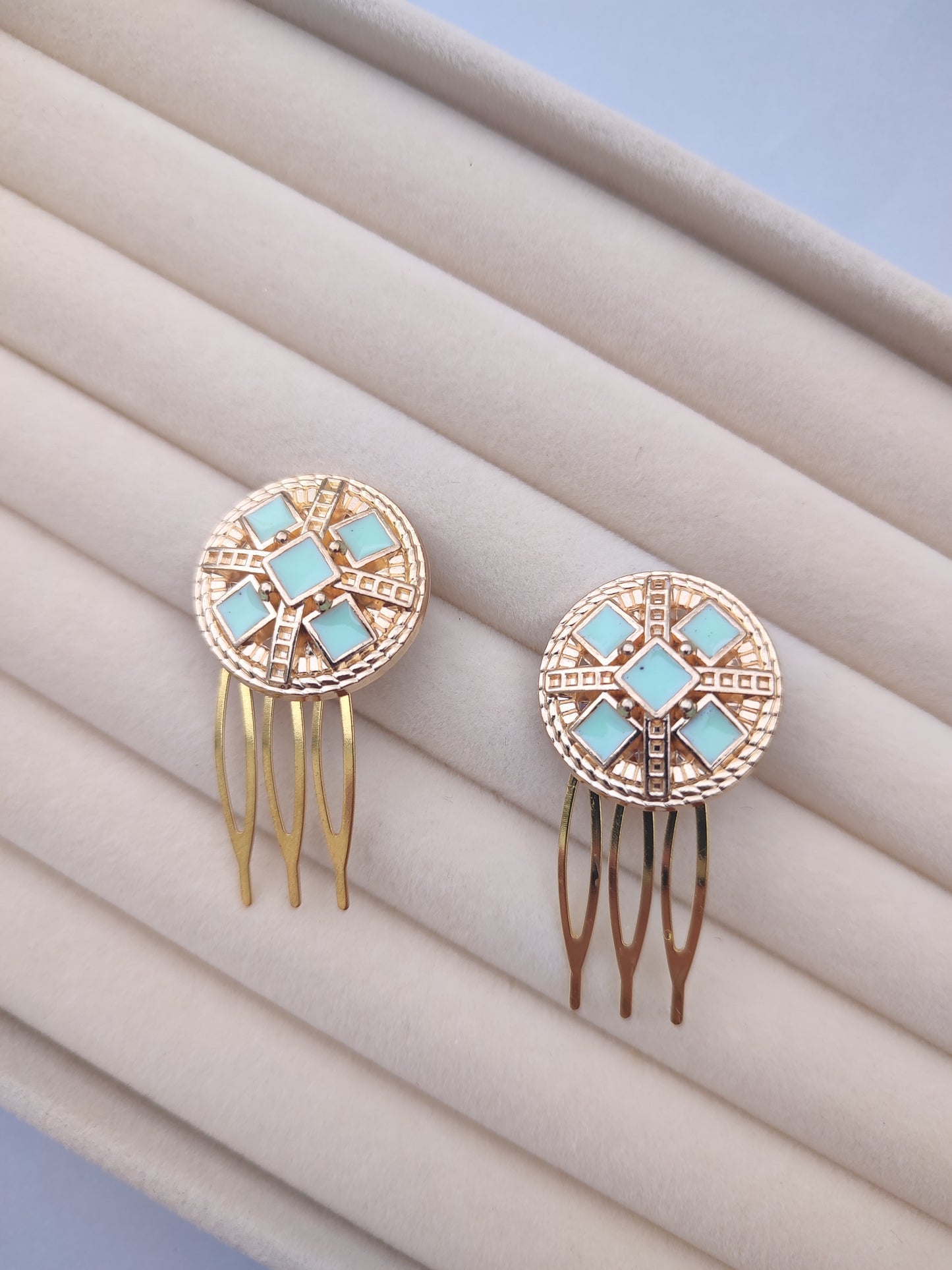 Pack 2 peinecillos moneda verde agua