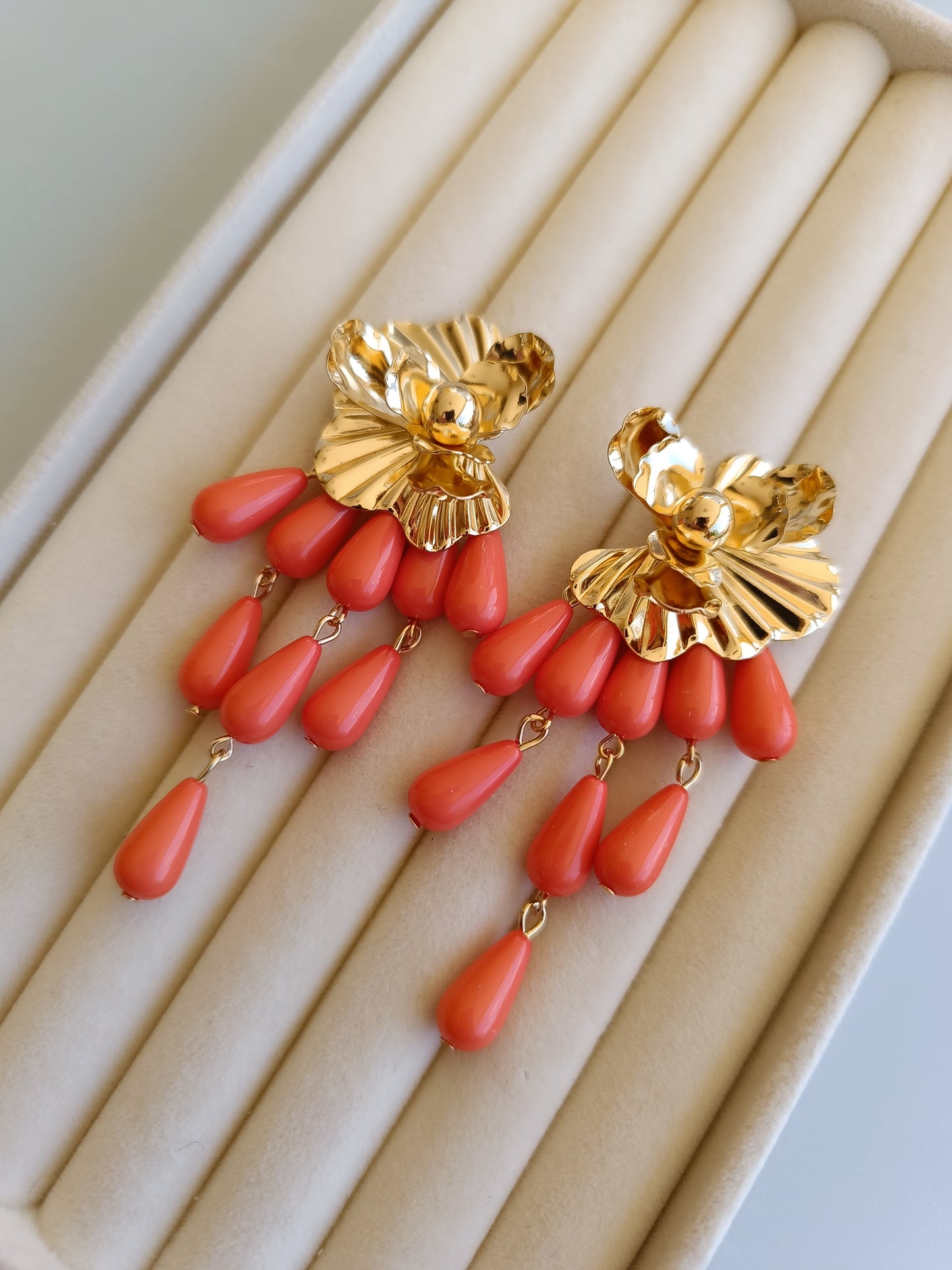 Pendientes "Eliche" naranja claro