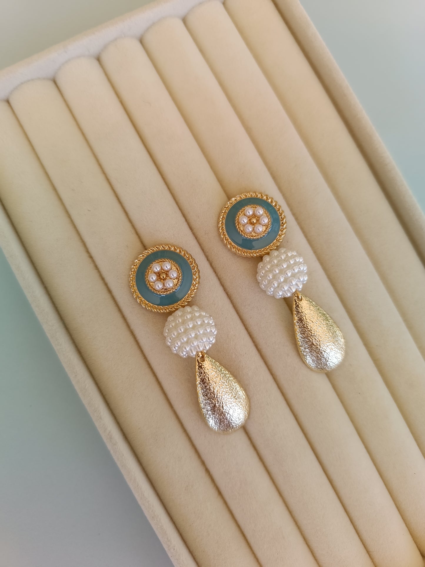 Pendientes "Esla" verde azulados