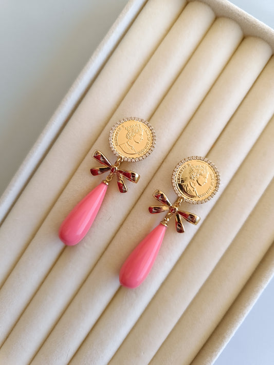 Pendientes moneda coral