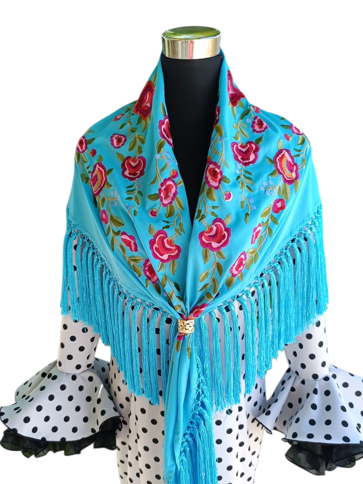 Mantoncillo "Macarena" azul turquesa
