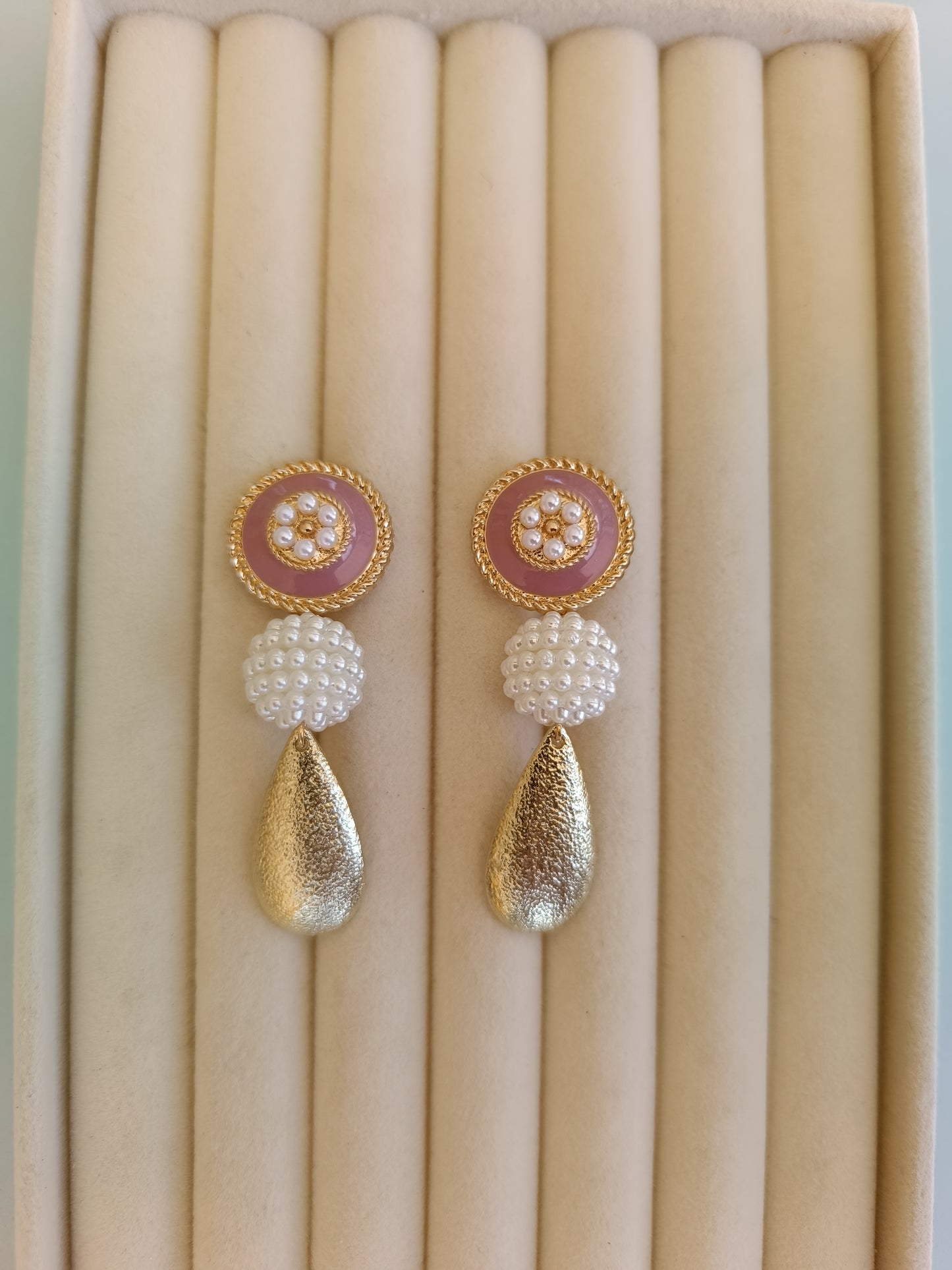 Pendientes "Esla" rosa empolvado