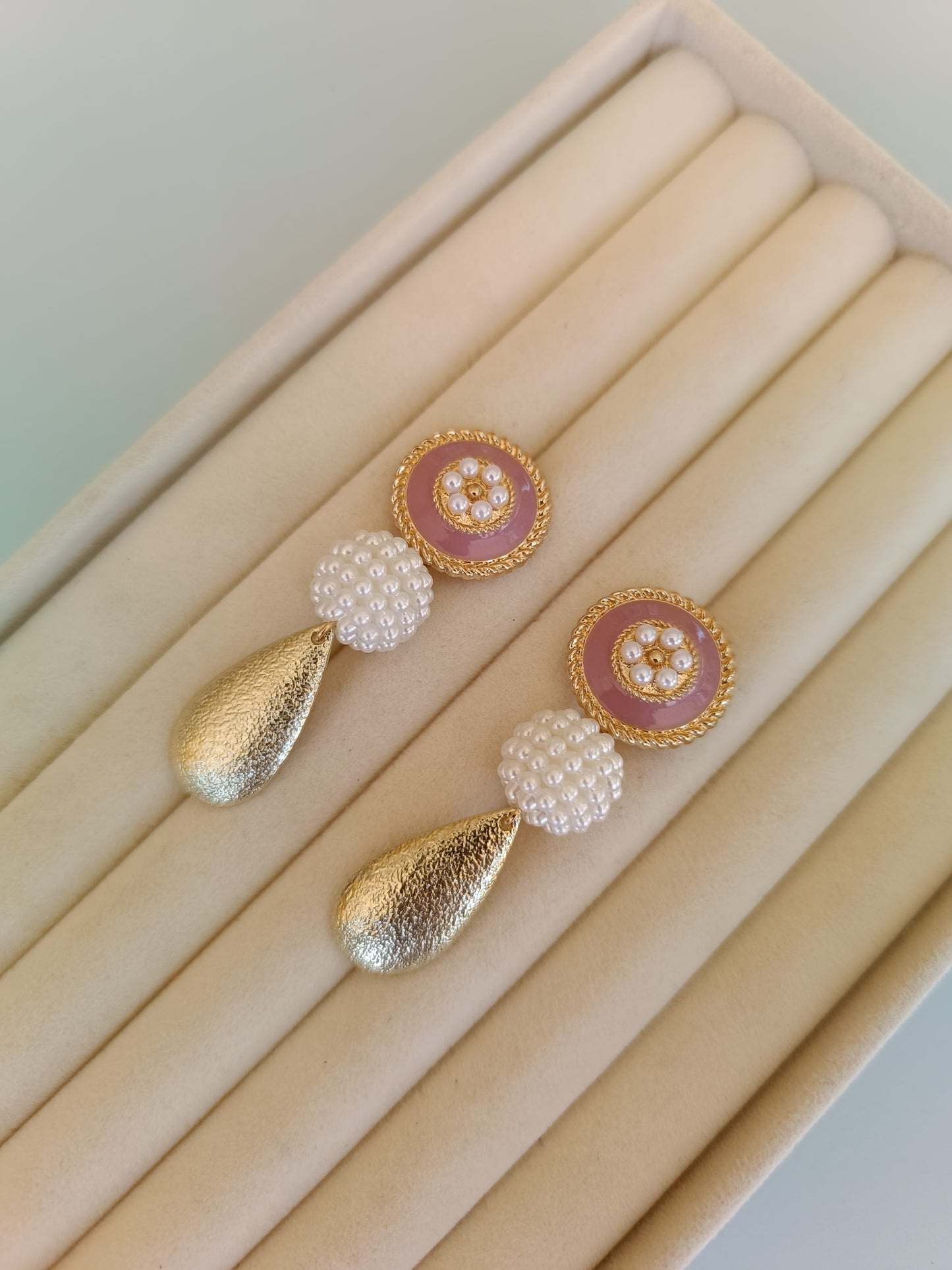 Pendientes "Esla" rosa empolvado