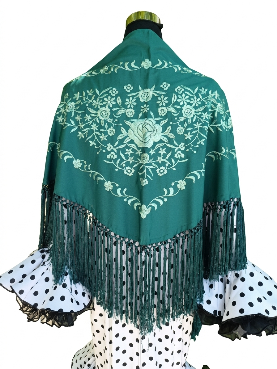 Mantón "Giralda" verde botella