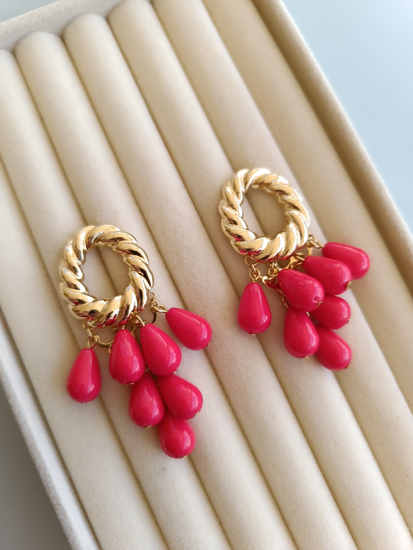 Pendientes "Almanzora" rojo rosado