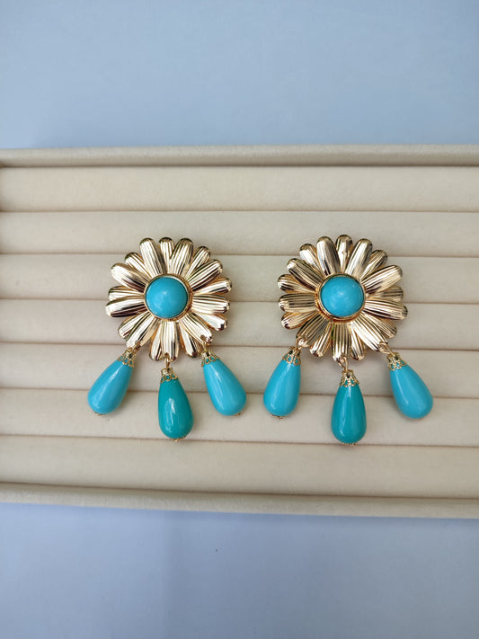 Pendientes "Margarita" verde agua