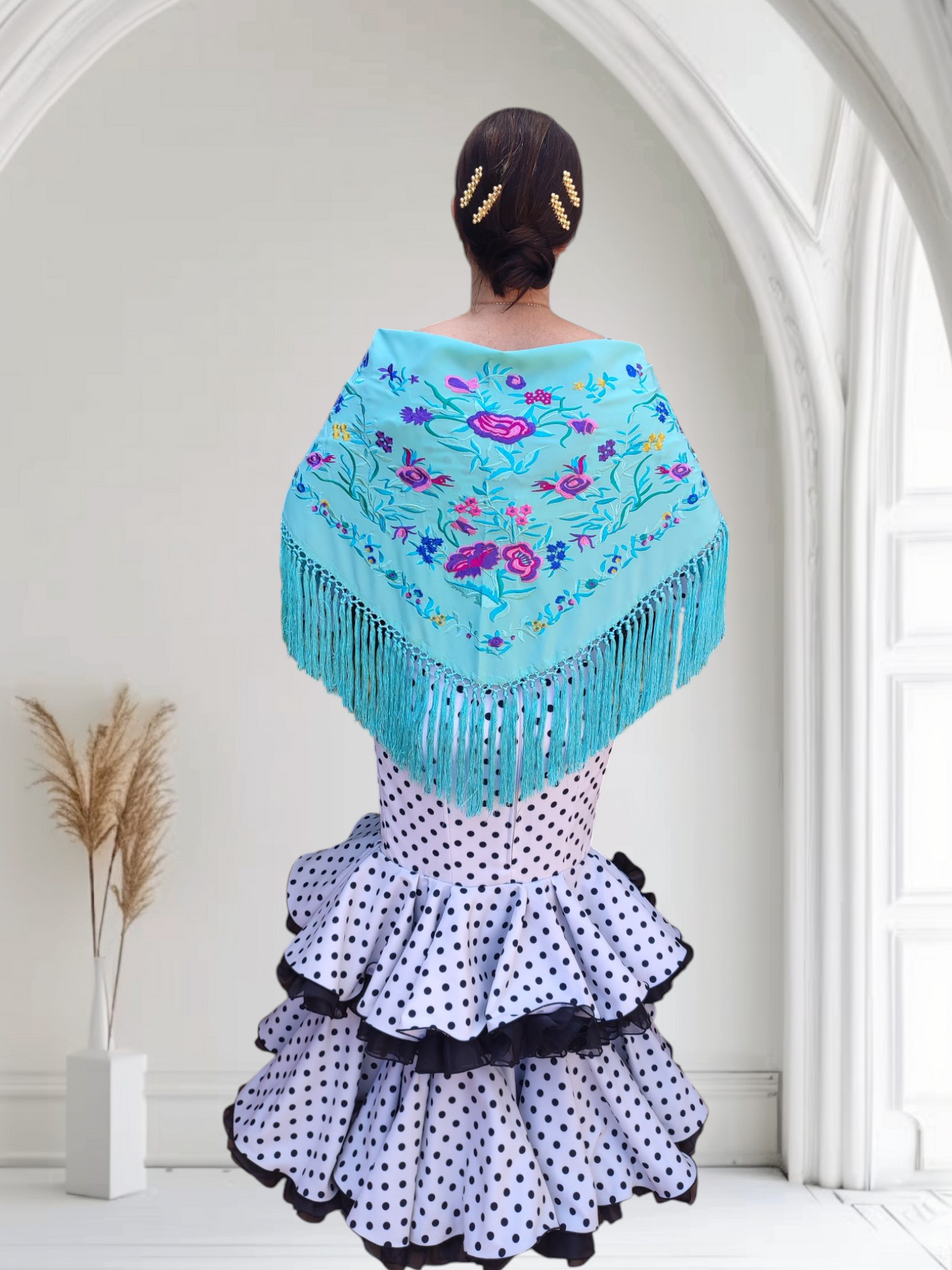 Mantoncillo "Triana" azul agua