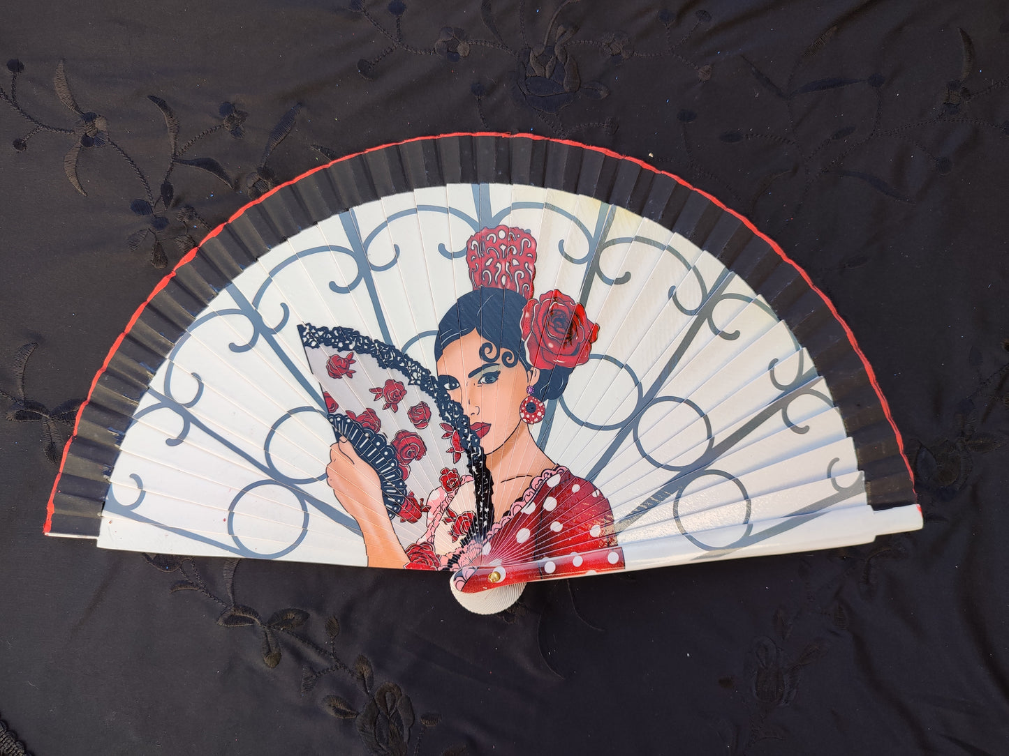Schwarzer Fächer "Flamenca"