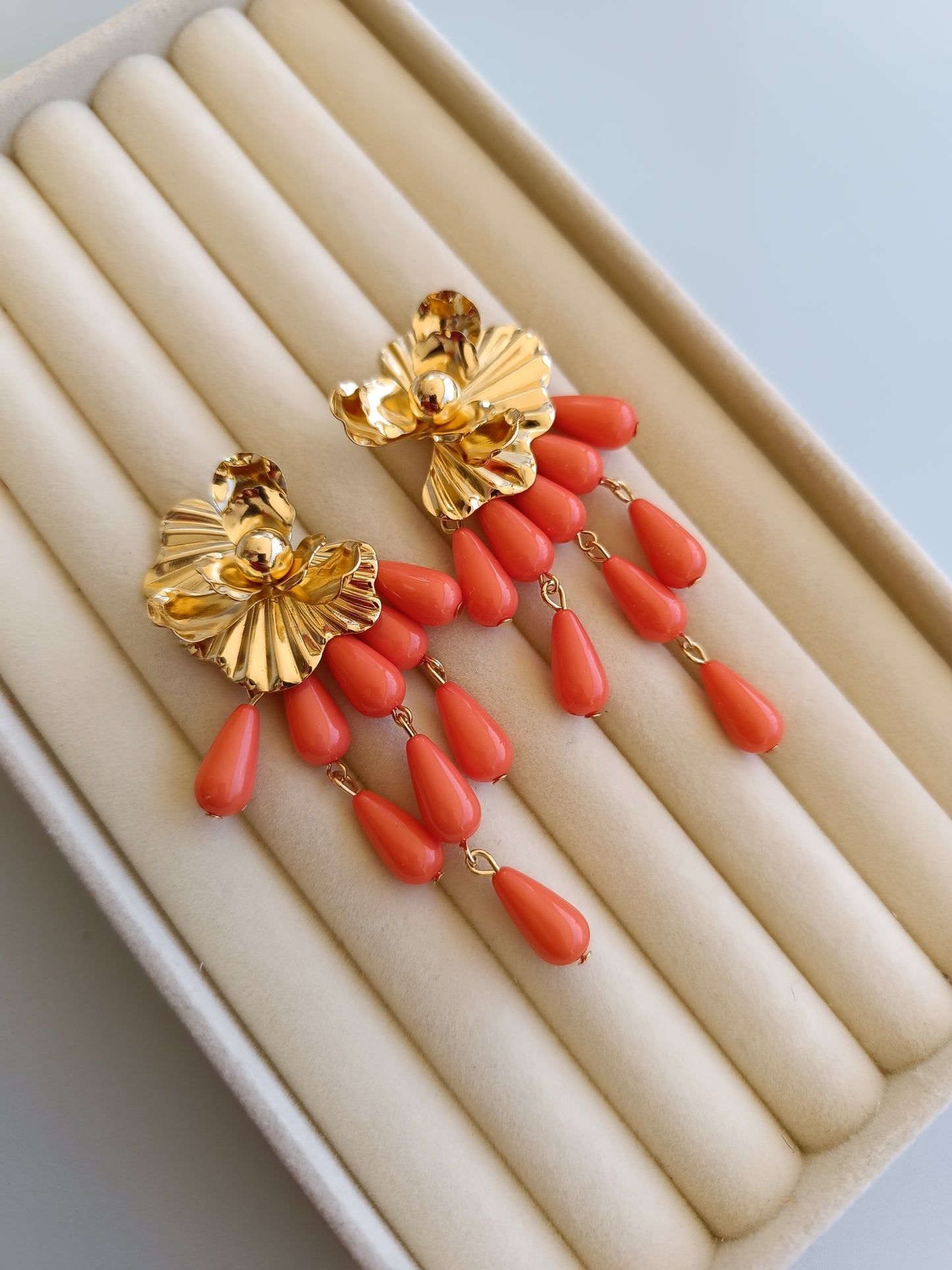 Pendientes "Eliche" naranja claro