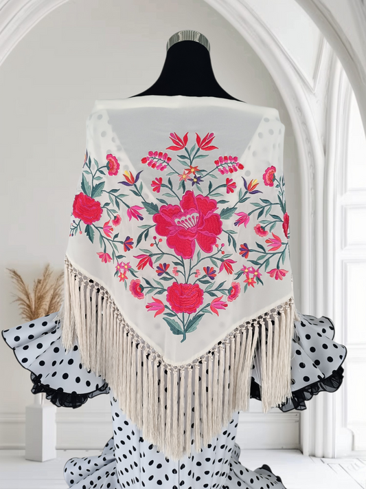 Mantón "Praga" beige multicolor