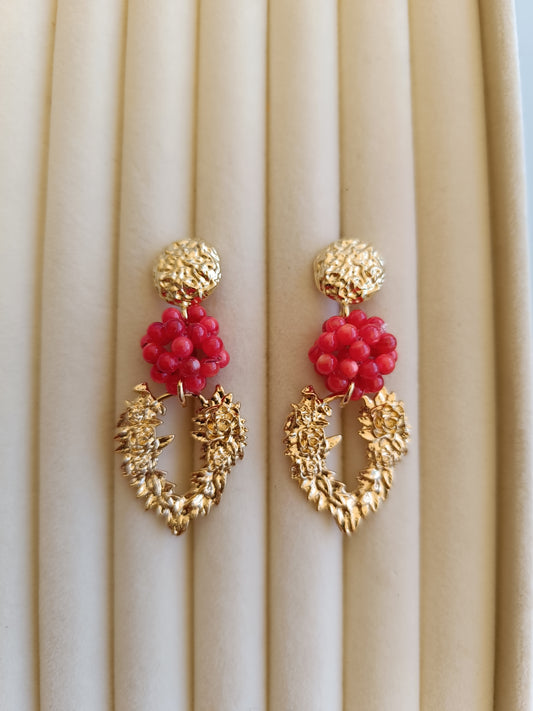 Pendientes rojos coral