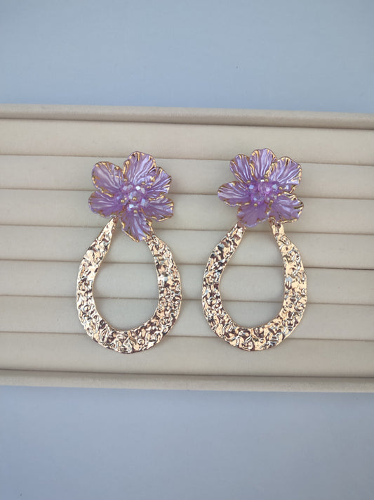 Pendientes flor lila