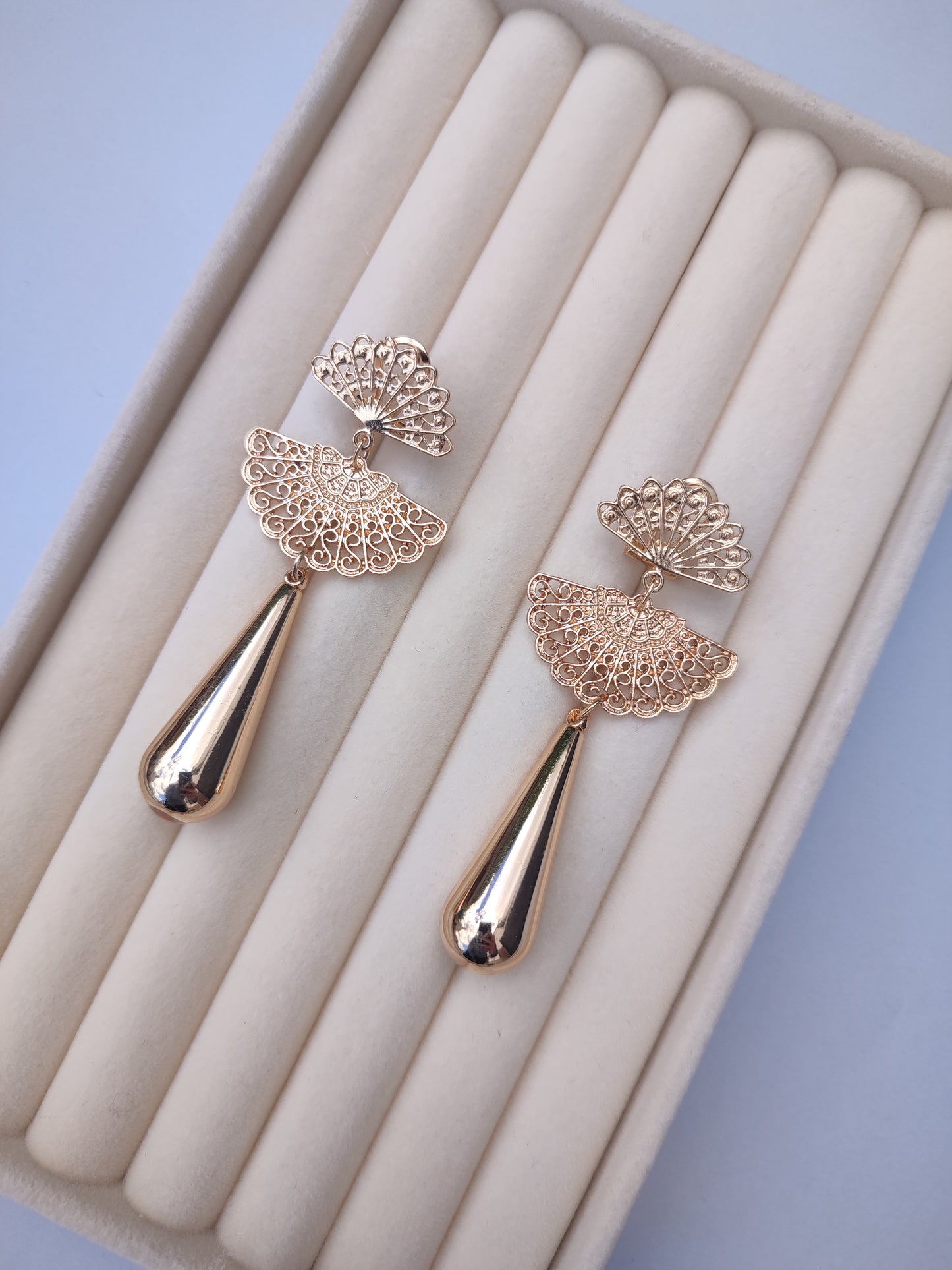 Pendientes doble abanico