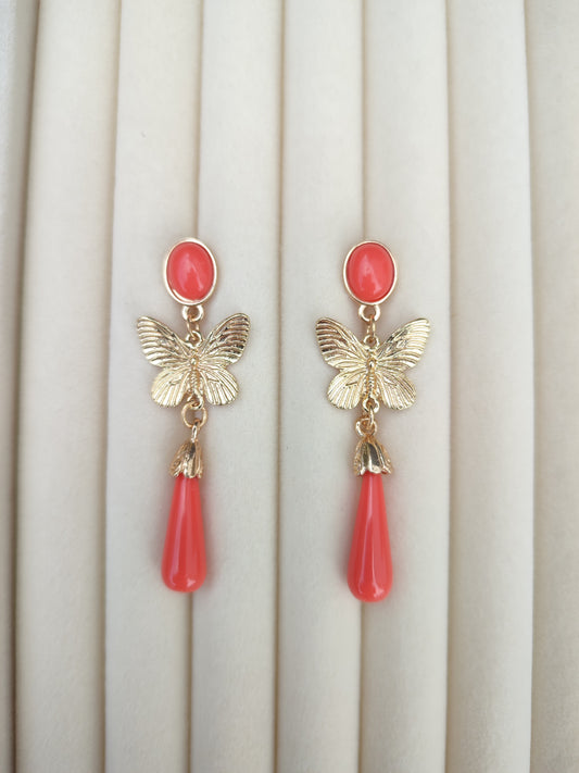 Pendientes mariposa coral