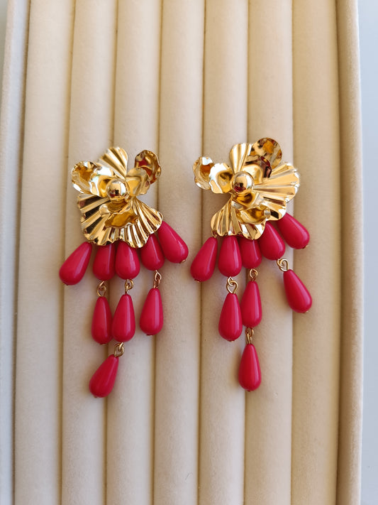 Pendientes "Eliche" rojo coral