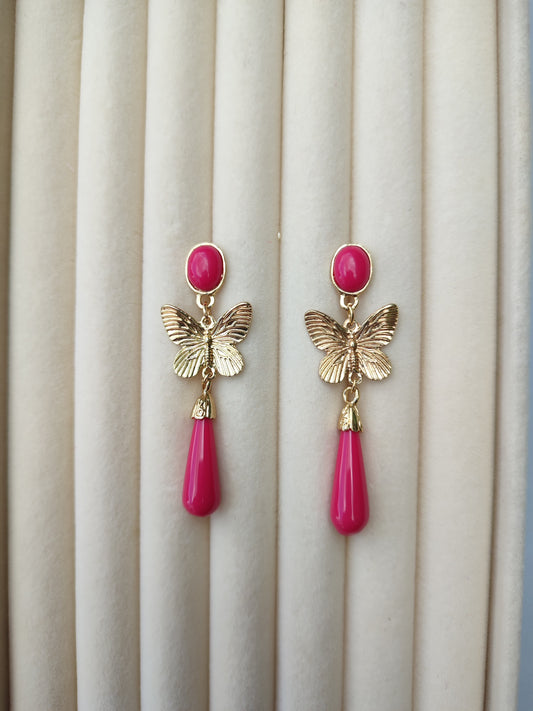 Pendientes mariposa fucsia