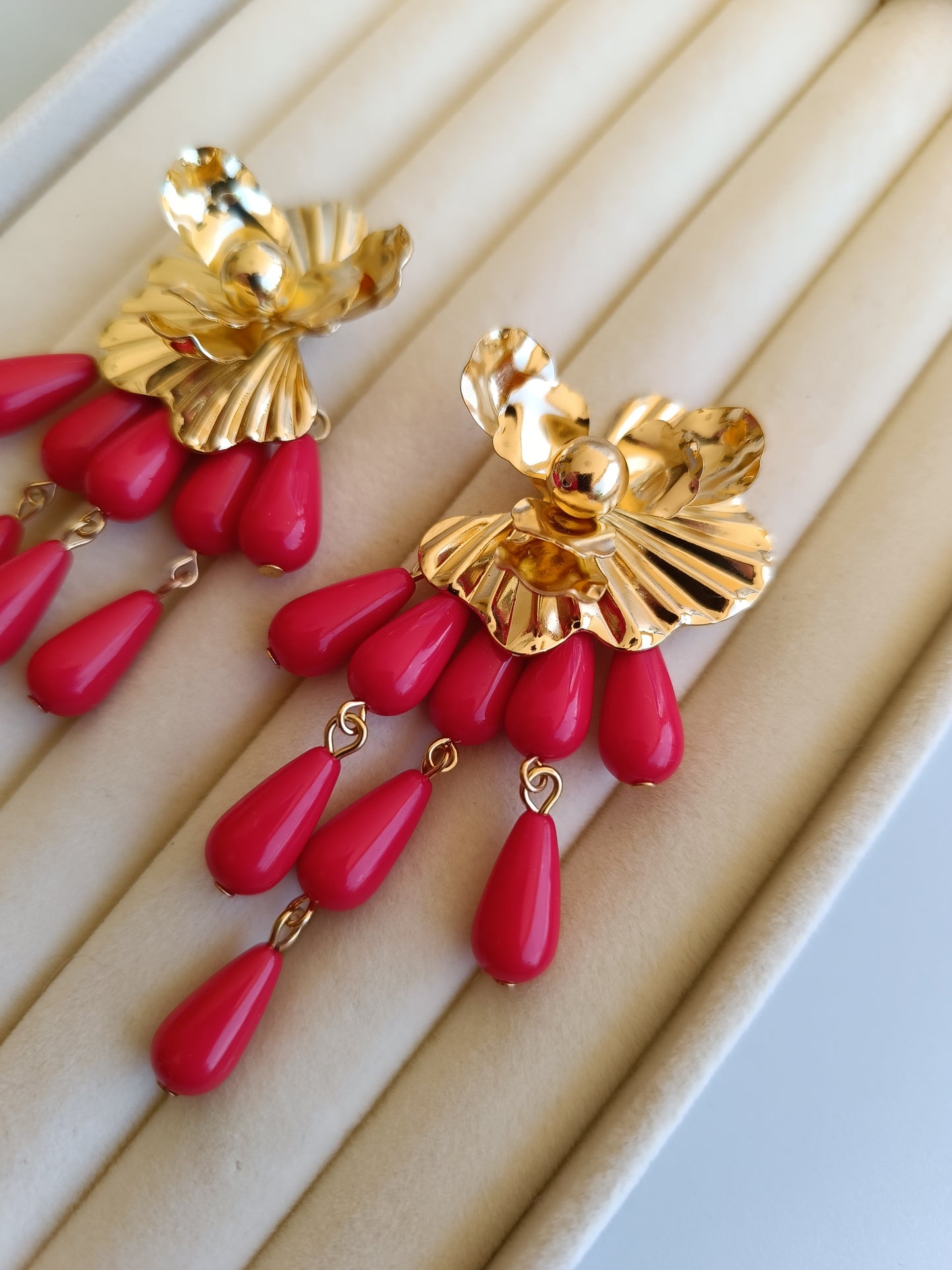 Pendientes "Eliche" rojo coral